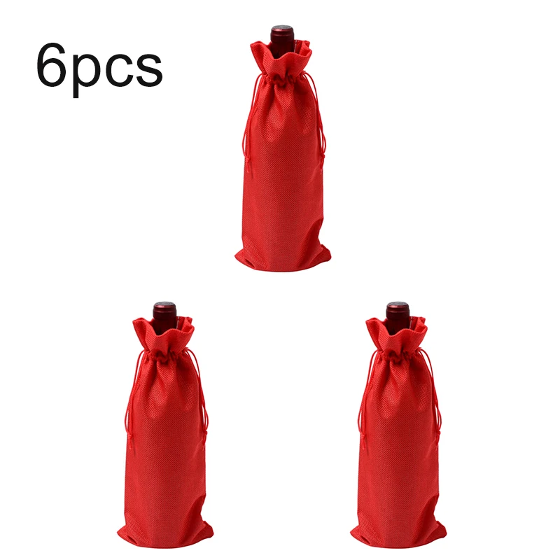 6Pcs/12Pcs Set Rustic Natural Jute Burlap Wine Bag Drawstring Hessian Bottle Gift Cover For Wedding/holiday/party Favors Kitchen | Дом и сад