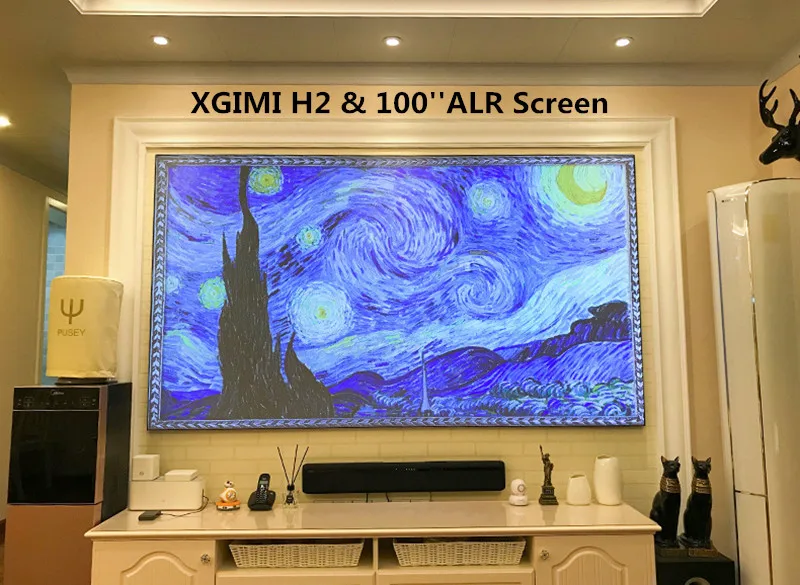 F2HALR Visualapex 16:9 HDTV 8K 4K 3D Натяжной длинный забросок окружающего света отклонение фиксированной рамки проекционный экран