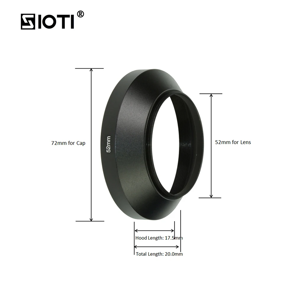 SIOTI 37/39/49/52/55/58 Metal Wide-Angle Lens Hood+Cleaning Cloth+Lens Cap for Standard Thread Nikon Canon Sony | Электроника