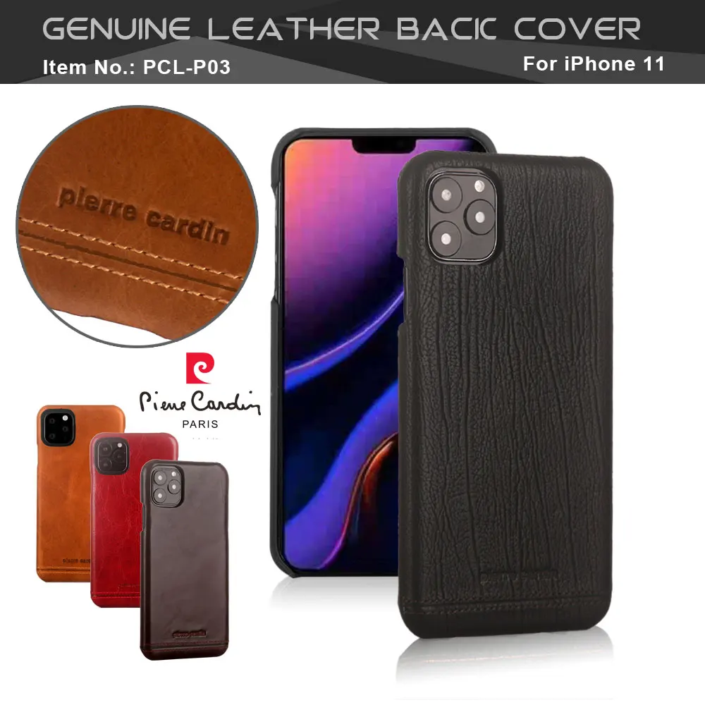 

For Apple iPhone 12 Pro Max Phone Case Pierre Cardin Luxury Anti-knock Genuine Leather For iPhone 12Pro 12 Mini Hard Back Cover