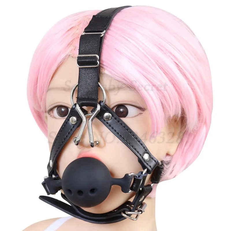 Новый силиконовый дышащий кляп с открытым ртом и крючком для носа кожаная