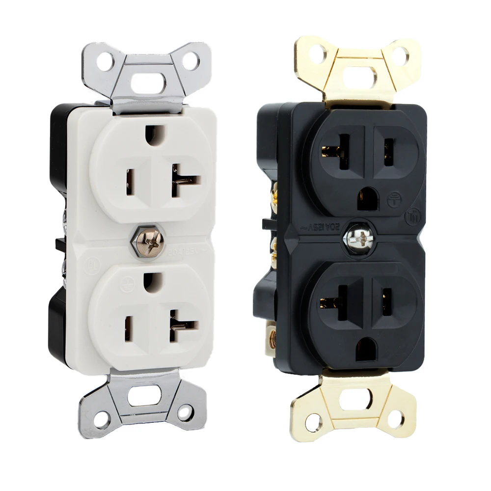 

High Quality Beryllium Copper Duplex Receptacle Wall Outlet US AC 20A Power Receptacles Gold&Rhodium Plated Distributor