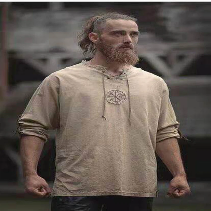 Мужская средневековая рубашка для Хэллоуина косплея сцены среднего возраста