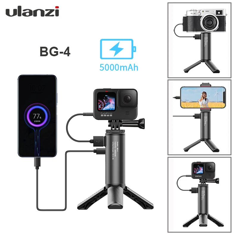 Внешний аккумулятор Ulanzi BG 4 5000 мАч + 1/4 винтов USB Type C перезаряжаемый для DJI OSMO Pocket GoPro