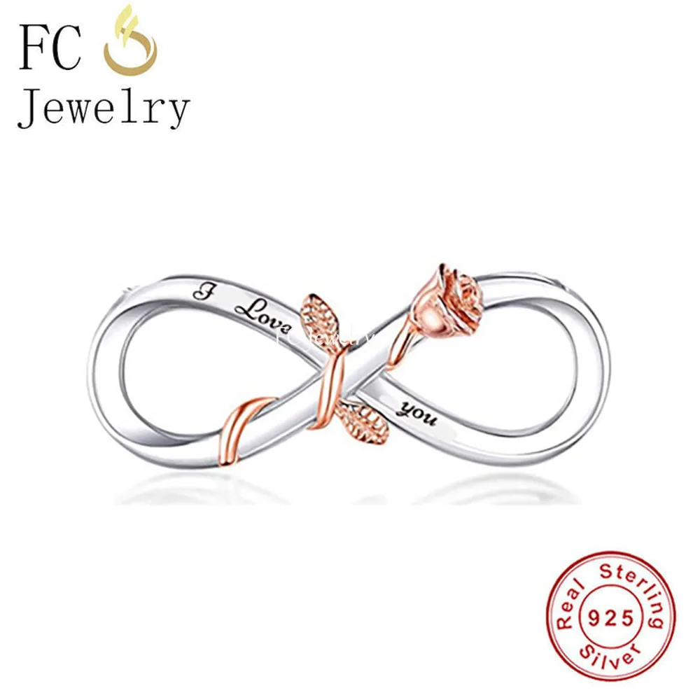 

FC Jewelry Fit Original Pandora Charm Bracelet 925 Silver I Love You Forever Infinity Symbol Bead For Making Women Berloque 2021