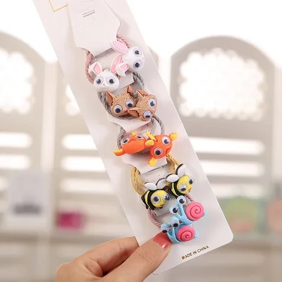 10Pcs/Set Girls Cute Cartoon Animals Fruit Elastic Hair Bands Scrunchies Ponytail Holder Headbands for Kids Accessories | Детская одежда