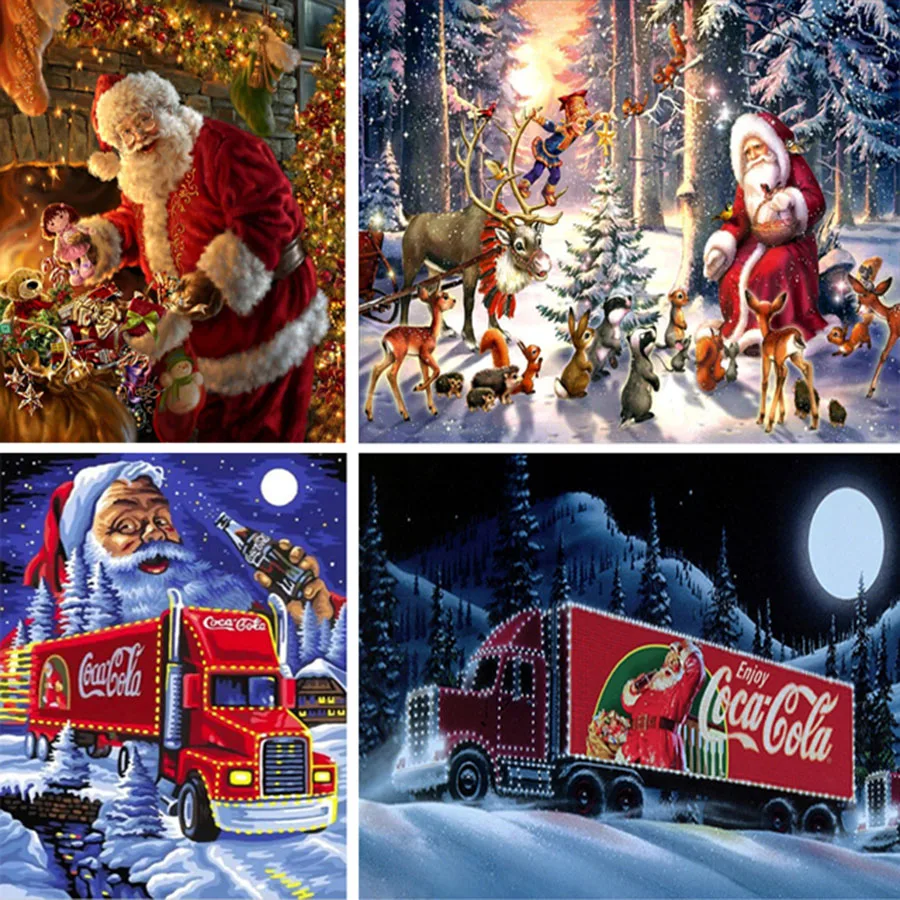 DIY 5D алмазная живопись картины Санта Клауса фотообои полная круглая мозаика