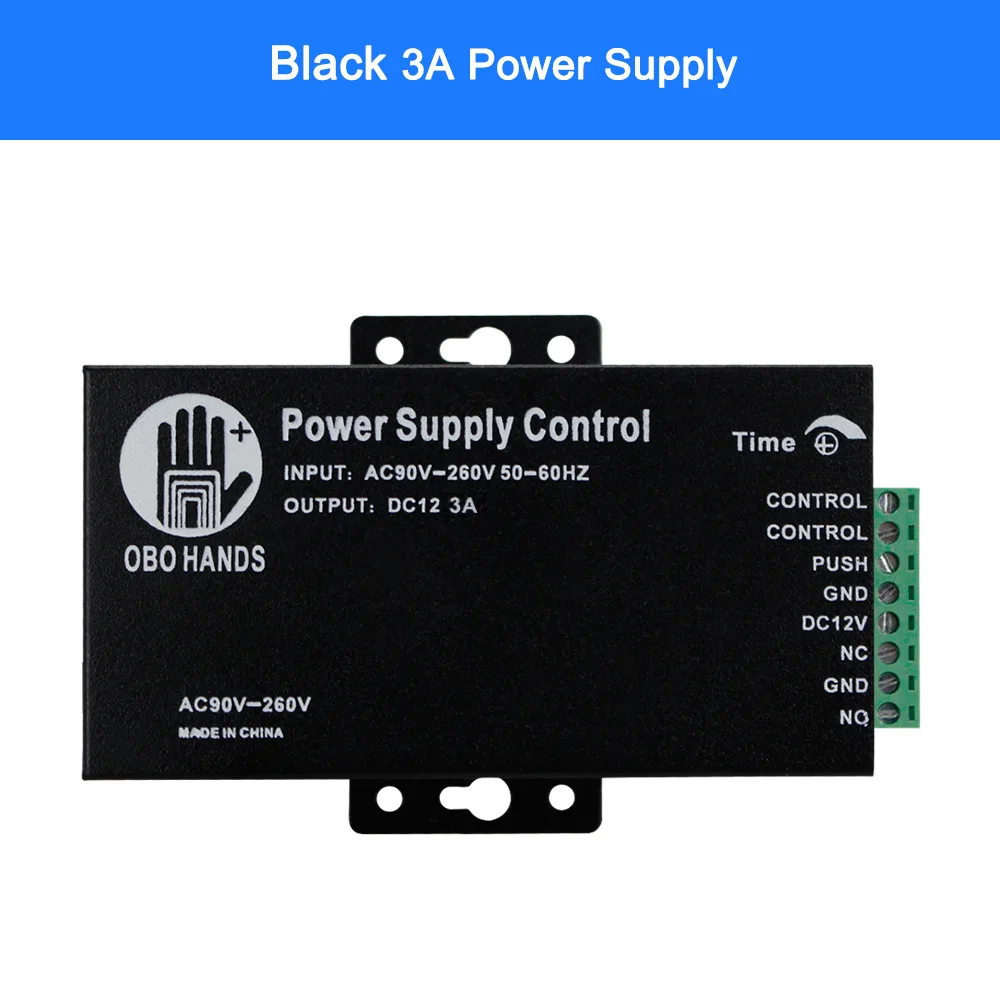 K80 3A Black OBO HANDS 12VDC источник питания с контролем доступа переключатель 3A/5A время задержки Регулируемый AC90V-260V вход NO/NC выход для 2 Электрический замок - Цвет: K80 3A Black