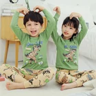 Осенне-зимний детский пижамный комплект, одежда для сна с мультипликационным динозавром для девочек и мальчиков, одежда для детей, комплект одежды для подростков 4, 6, 8, 10, 12 лет