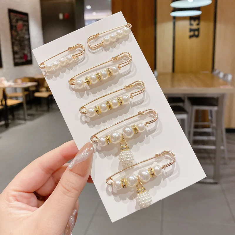 6 шт. булавки на талию свитер зажим для шали двойные с искусственным жемчугом