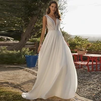 modern v neck wedding dresses lace appliqued bohemian aline bridal party bride gowns robe de mari%c3%a9e custom made