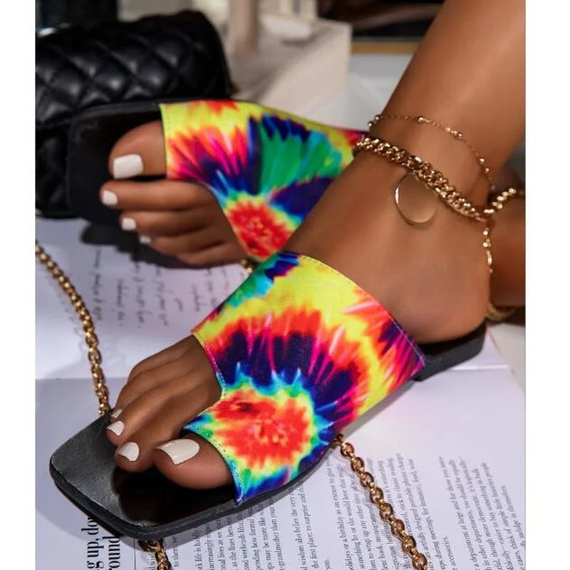 

Women's Flip Flops Fashion Summer Shoes Woman Square Toe Flat Bottom Outdoor Wear 2021 New Beach Slippers Female Solid Slides