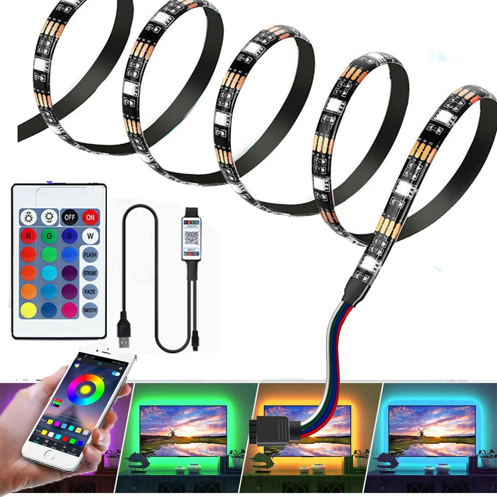 5 в постоянного тока USB/батарея 5050 RGB многоцветная светодиодная полоса