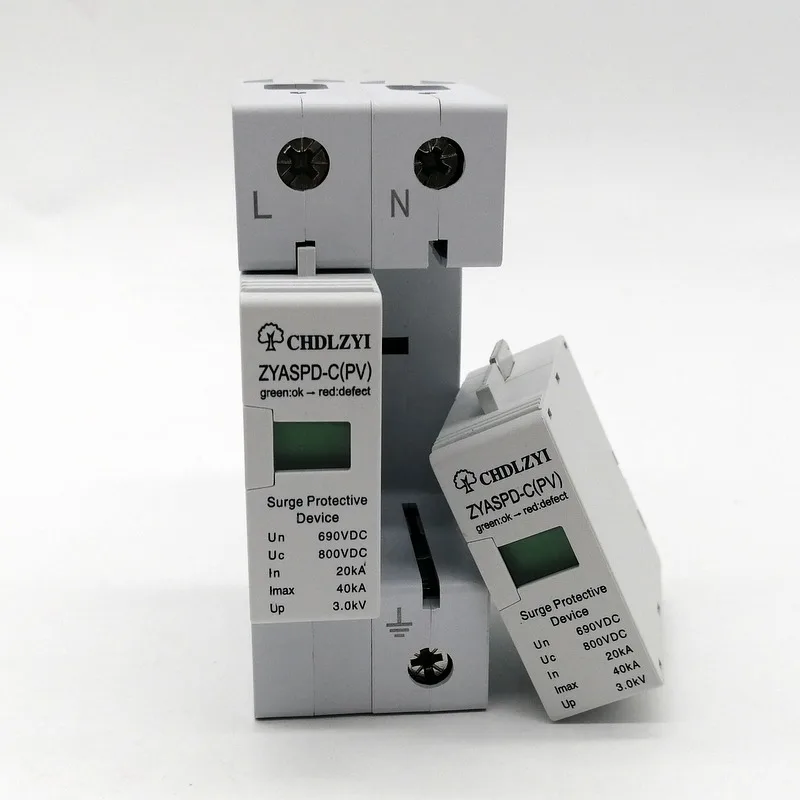 DC1000V 500V 800V 20KA~ 40KA 2P 2 pole SPD дом стабилизатор напряжения защитное Низковольтное устройство разрядника 35 мм din-рейка