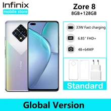 Global Version Infinix Zero 8 8GB 128GB Mobile Phone 6.85 FHD 90Hz Full Screen 64MP Quad Camera 4500mAh Battery 33W Charger