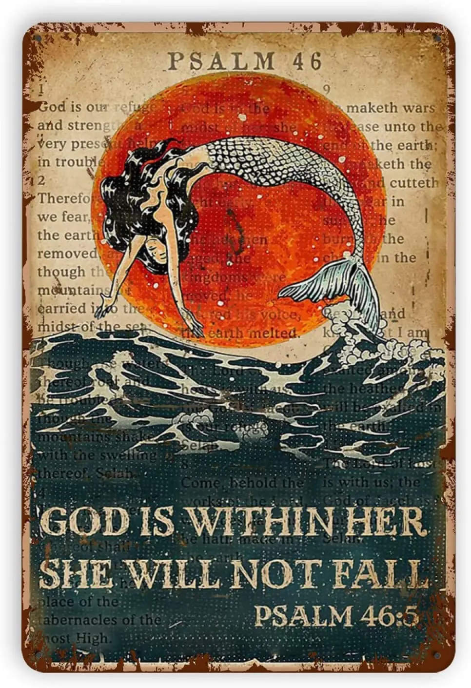 

Retro Poster God Is Within Her She Will Not Fall Psalm Tin Sign Metal Plaque Home Coffee Shop Lounge Wall Decoration Metal Plate