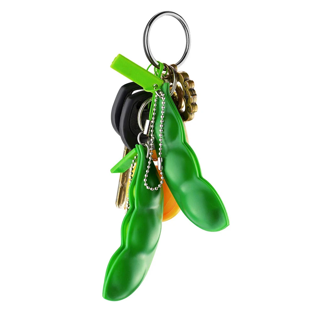 

1 PackÂ Creative Squeeze Bean Keychain Practical Fidget Toy Stress Relieving Pea Chain Toy For Children Adults Green Plastic