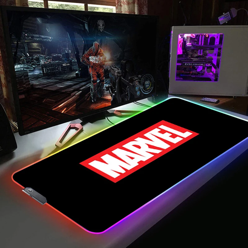 rgb mouse pad marvell anime mouse computer gamer desk rubber mat led light gamer accessories cheap gaming laptop for office rug free global shipping