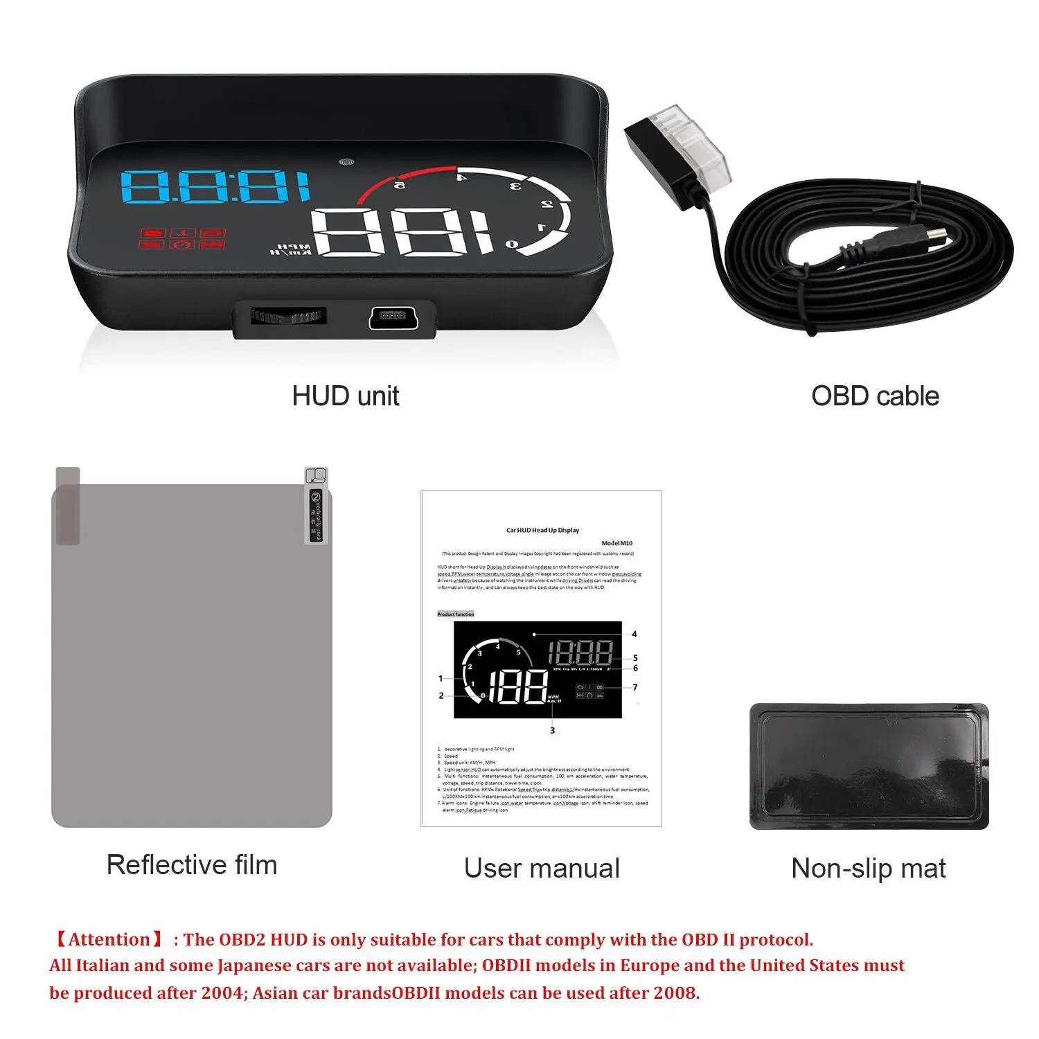 

3.5'' OBDII Car HUD OBD2 Port Head Up Display M10 Speedometer windshield projector auto hud head-up display car accessories