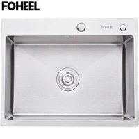 foheel stainless steel kitchen sink slot dish basin kitchen sink drain basket and drain pip rectangular