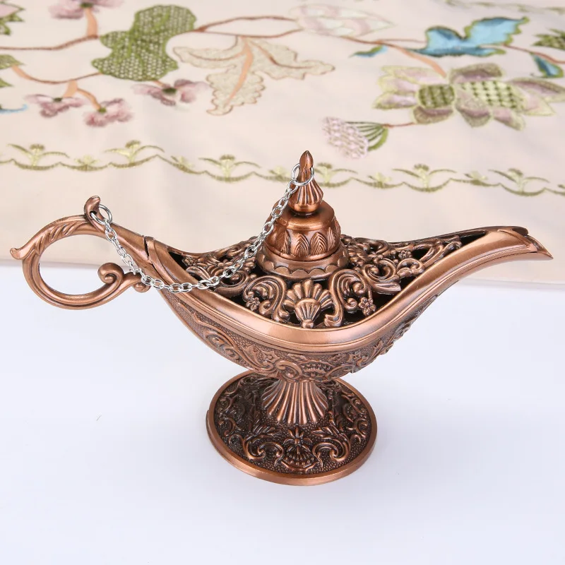 Middle East Aladin Lamp Figurine Magic Lamp Teapot Arab Home Decoration Accessories Gold Plated Enamel Metal Lamp Ornament