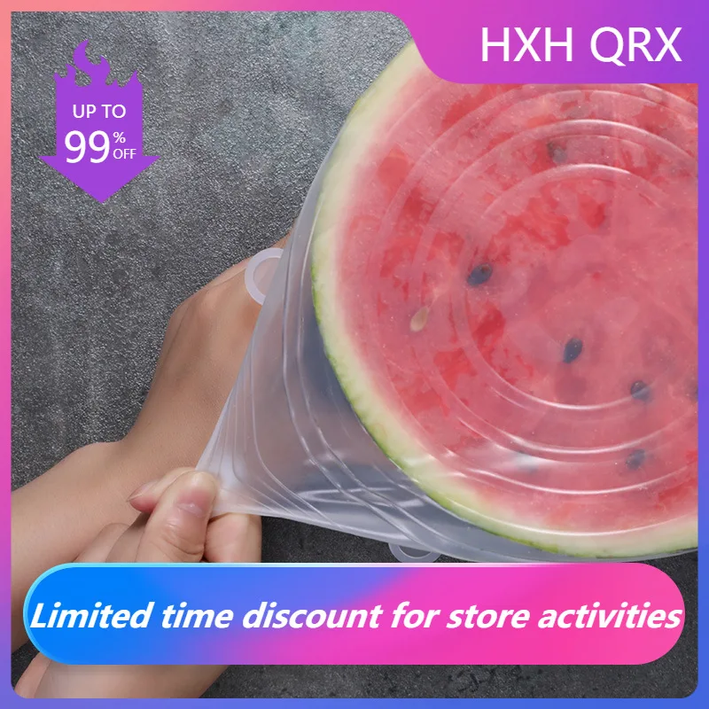 

6-Piece silicone fresh-keeping cover bowl cover reusable household refrigerator fruit and vegetable preservative film universal