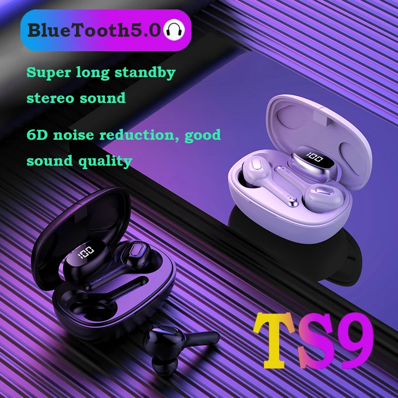 Наушники вкладыши TWS Bluetooth наушники T9S мини гарнитура IPX7 Водонепроницаемый