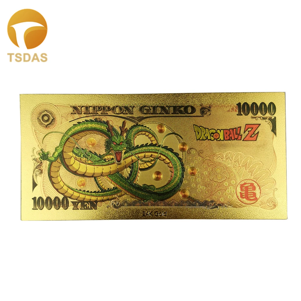 Японские банкноты Дракон 10000 иен Позолоченные для классической коллекции памяти