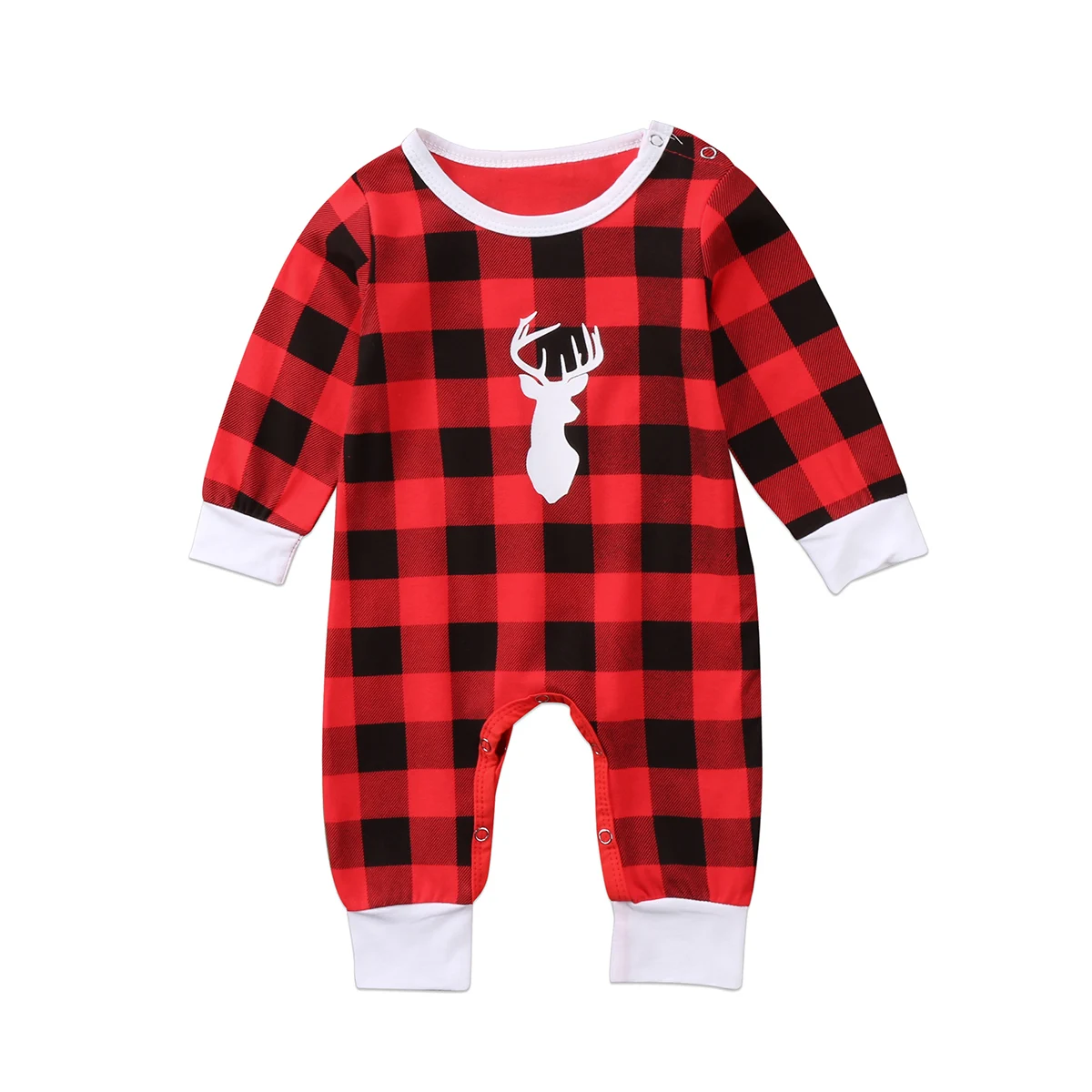 

XMAS Newborn Baby Rompers Deer Christmas Boys Girls Jumpsuit Long Sleeve Plaid Playsuit One-piece Outfits Cotton Clothes 0-3T