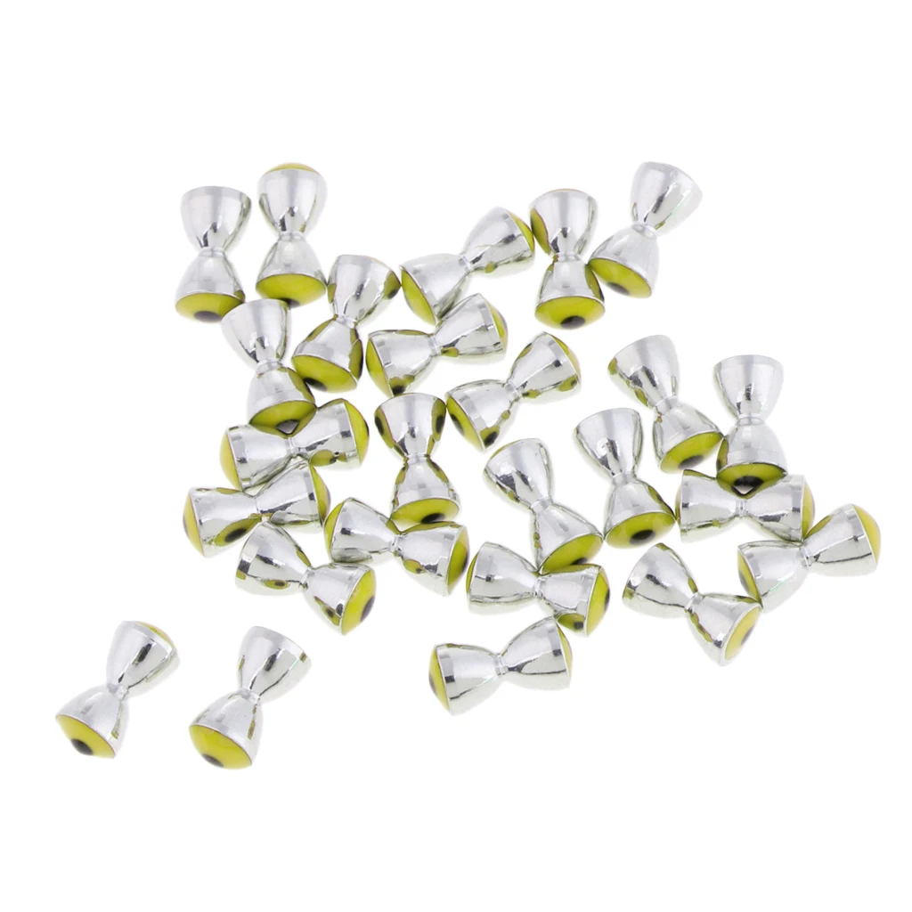 

25 Piece Fly Tying Beads Eyes For Rig Making - Yellow Eyes Pattern