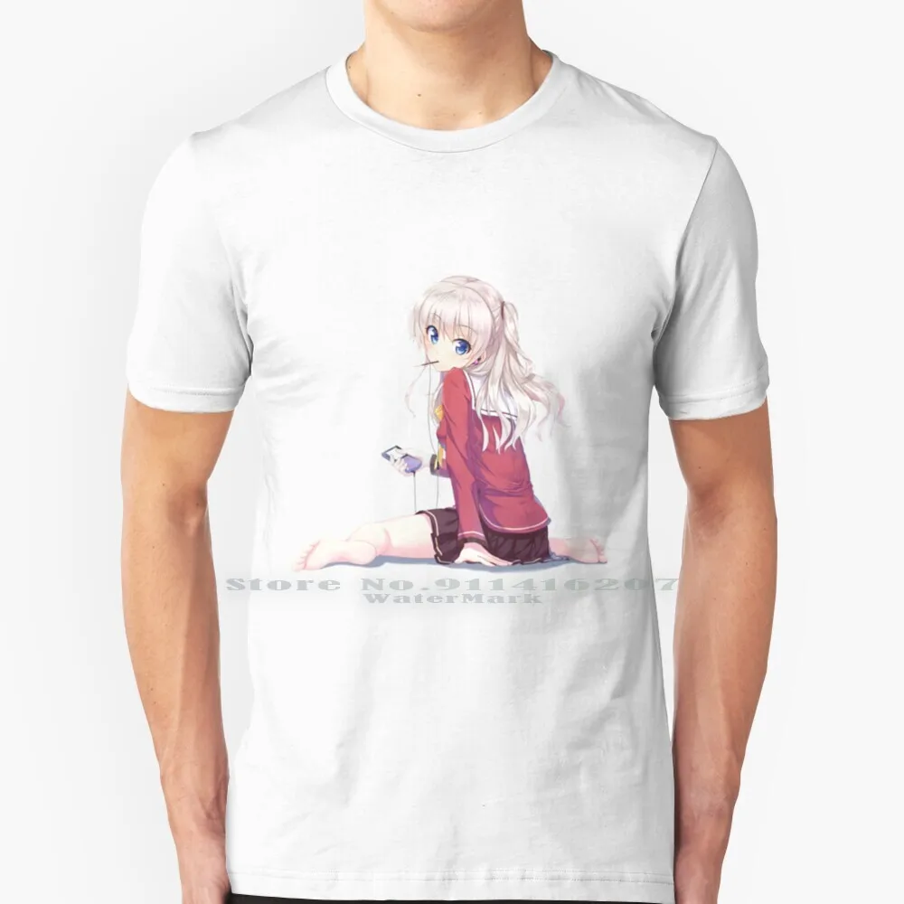 

Футболка Nao Tomori-Charlotte, хлопок, 6XL, для девочек, анимационная девушка, милые наушники, музыка, Noa Tomori Waifu, Шарлотта, сидящая с белыми волосами