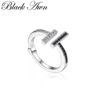 black awn silver color open rings for women elegant wedding ring fashion jewelry g101