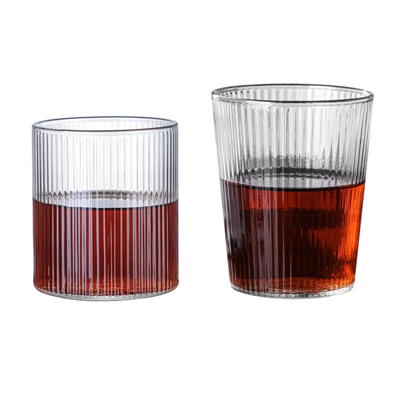 

Water Bottle Glasses Cup High Temperature Resistant Vertical Grain Coffee Wine Beer Cup Striped Glass Dropshipping New
