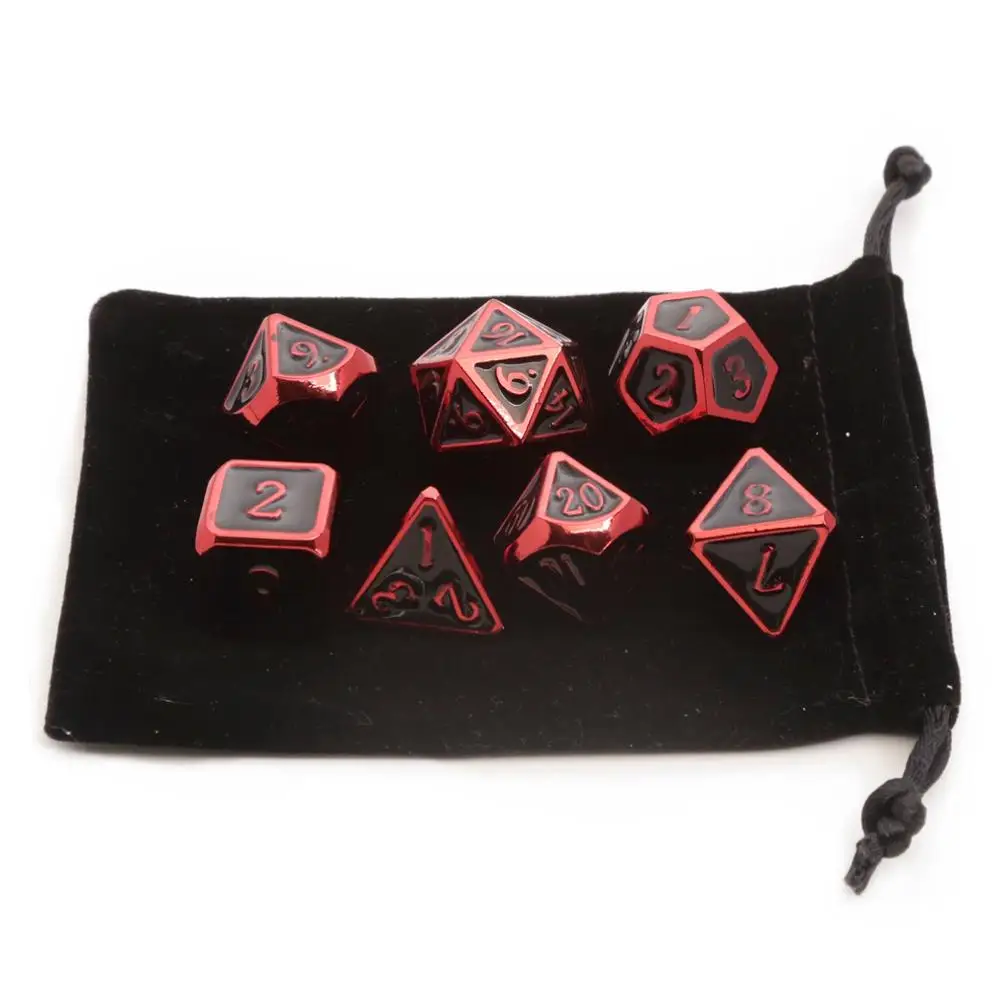 

CHENGSHUO rpg dice set.Black metal dice with red borders are used in a variety of board games.The digital dice for DND COC D20 6