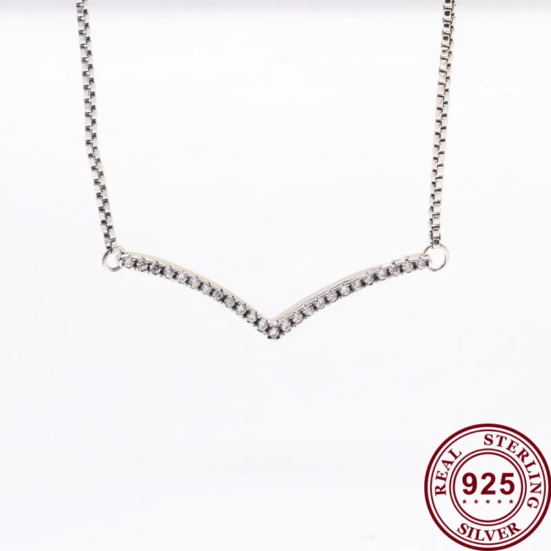 

Original 925 Sterling Silver Pan necklace New V-shaped Wish To Wear Pan necklace For Women Wedding Party Gift Fashion Jewelry
