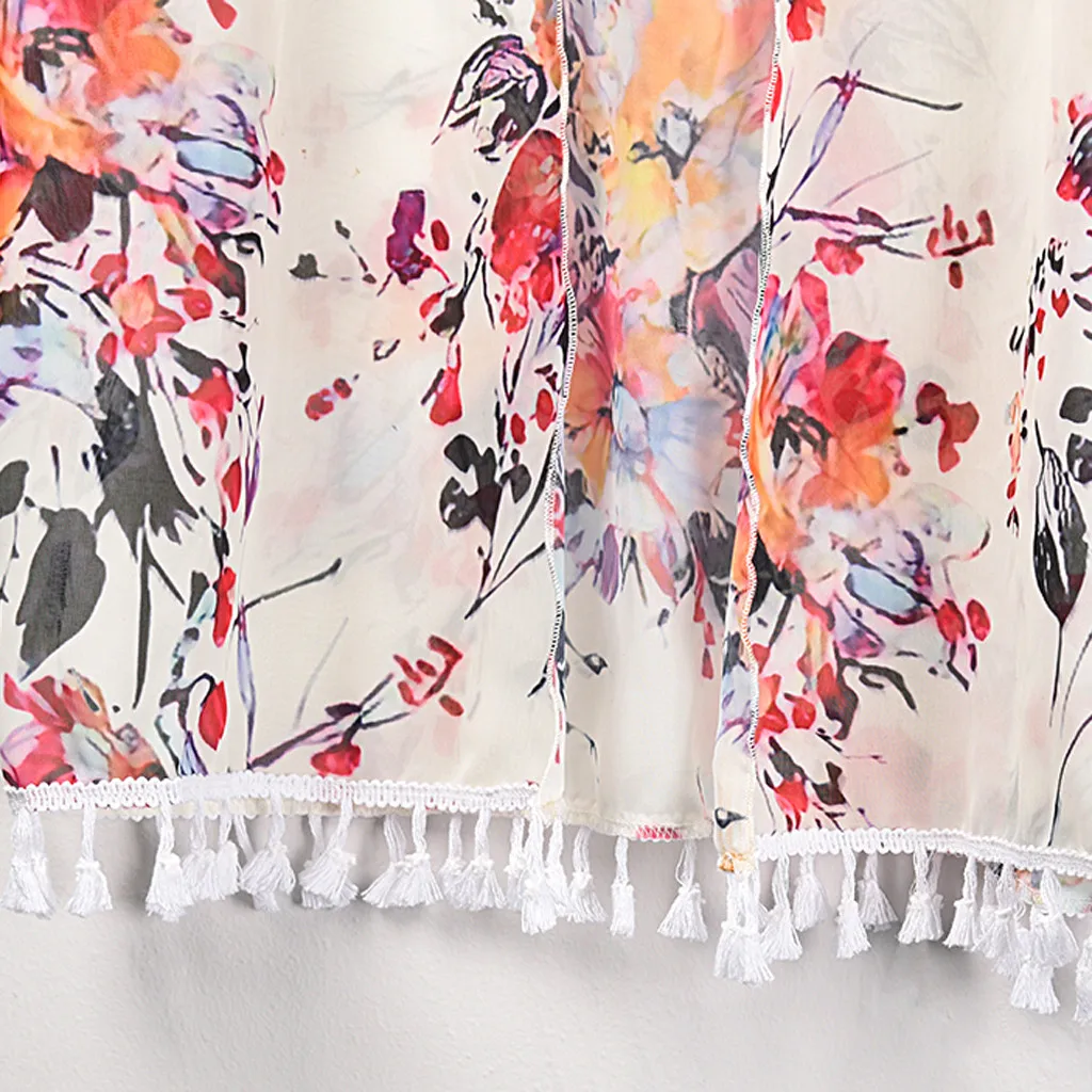 Новые женские шифоновые топы с цветочным принтом кардиган блузка осень 2020