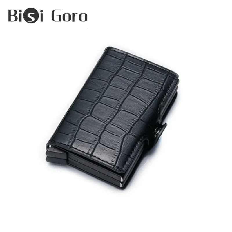 

BISI GORO Bank Credit Card Holder Rfid Blocking Smart Wallet Cardholder Case Card Pocket Protector Aluminium Metal Wallet Purses