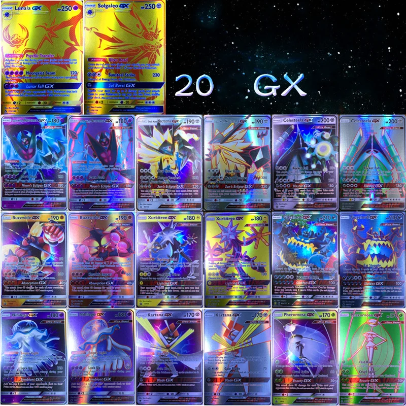 20pcs GX Shou 20pcs GX Animals non repeat Shining Cards Game Battle Carte Trading Children Pokemon card Toy - Цвет: 20pcs GX Shou