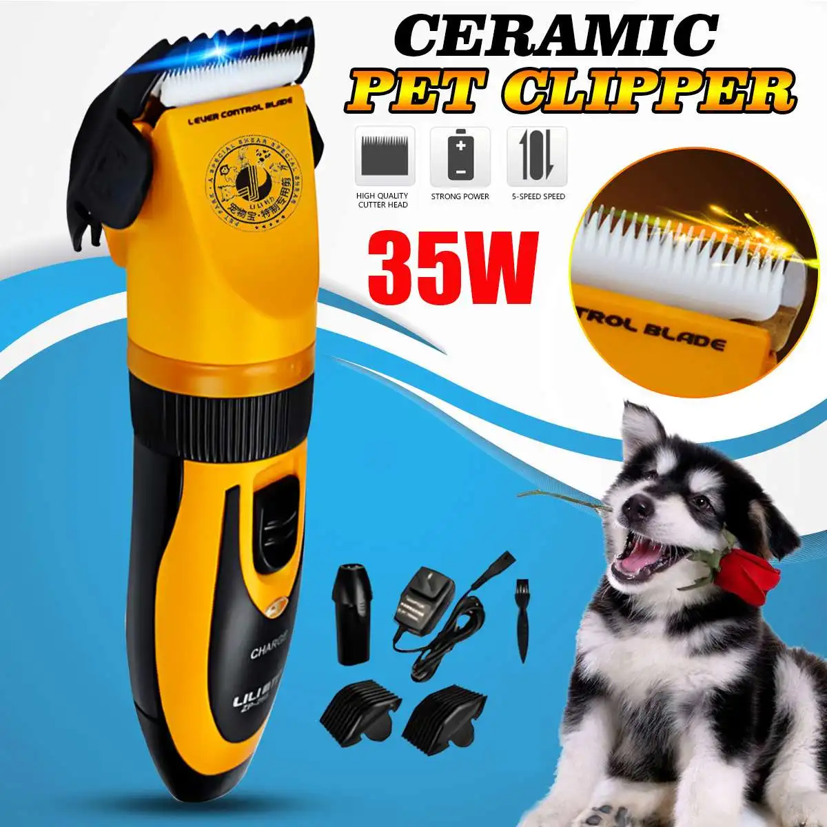 

Pet Dog Hair Trimmer 35W Professional Electric Scissors Mute Rechargeable Animals Grooming Clippers Cat Dog Hair Trimmer Cutter