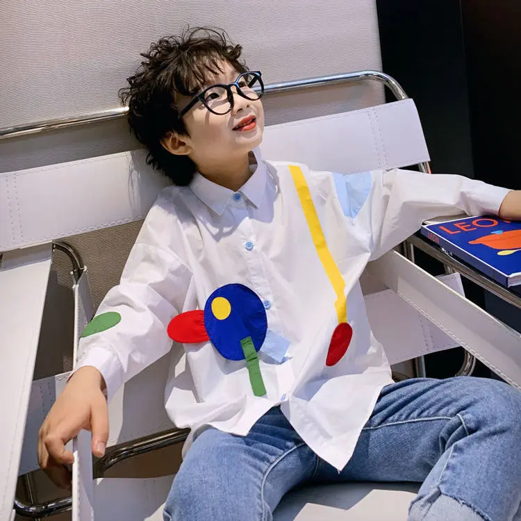 

2021 Spring Summer Baby Boys Fashion Shirts Kids Long Sleeve Clothes Casual Loose Tops Children Boys Pockets Loose Shirt P172