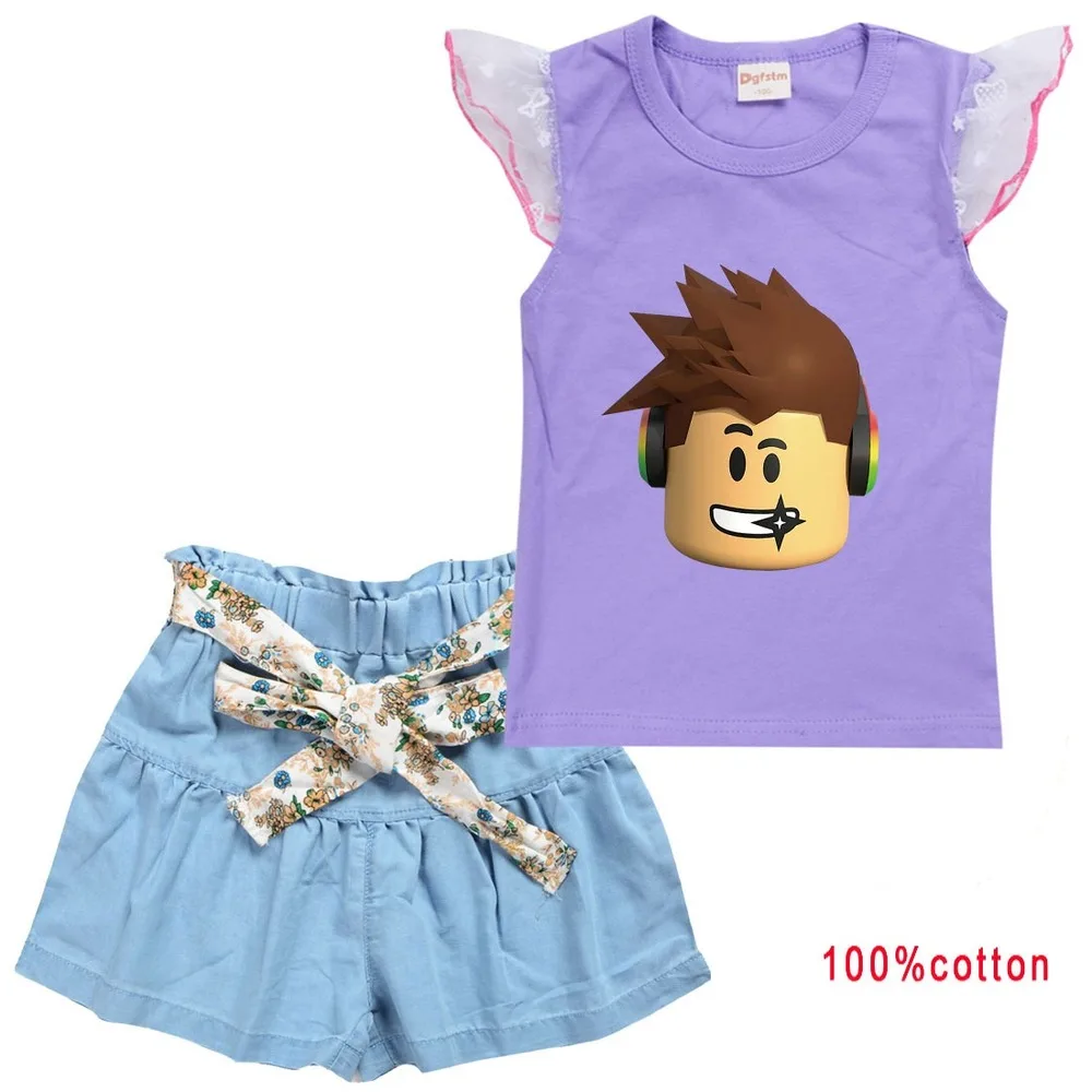 Хлопковый комплект одежды ROBLOXing для девочек Летний жилет из двух предметов