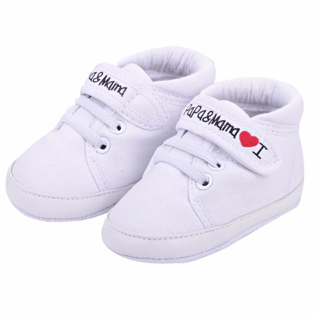 

Baby First Walkers Infant Kid Boy Girl Soft Canvas I Love Papa & Mama Letters Printed Toddler Shoes Infant First Walkers Shoes