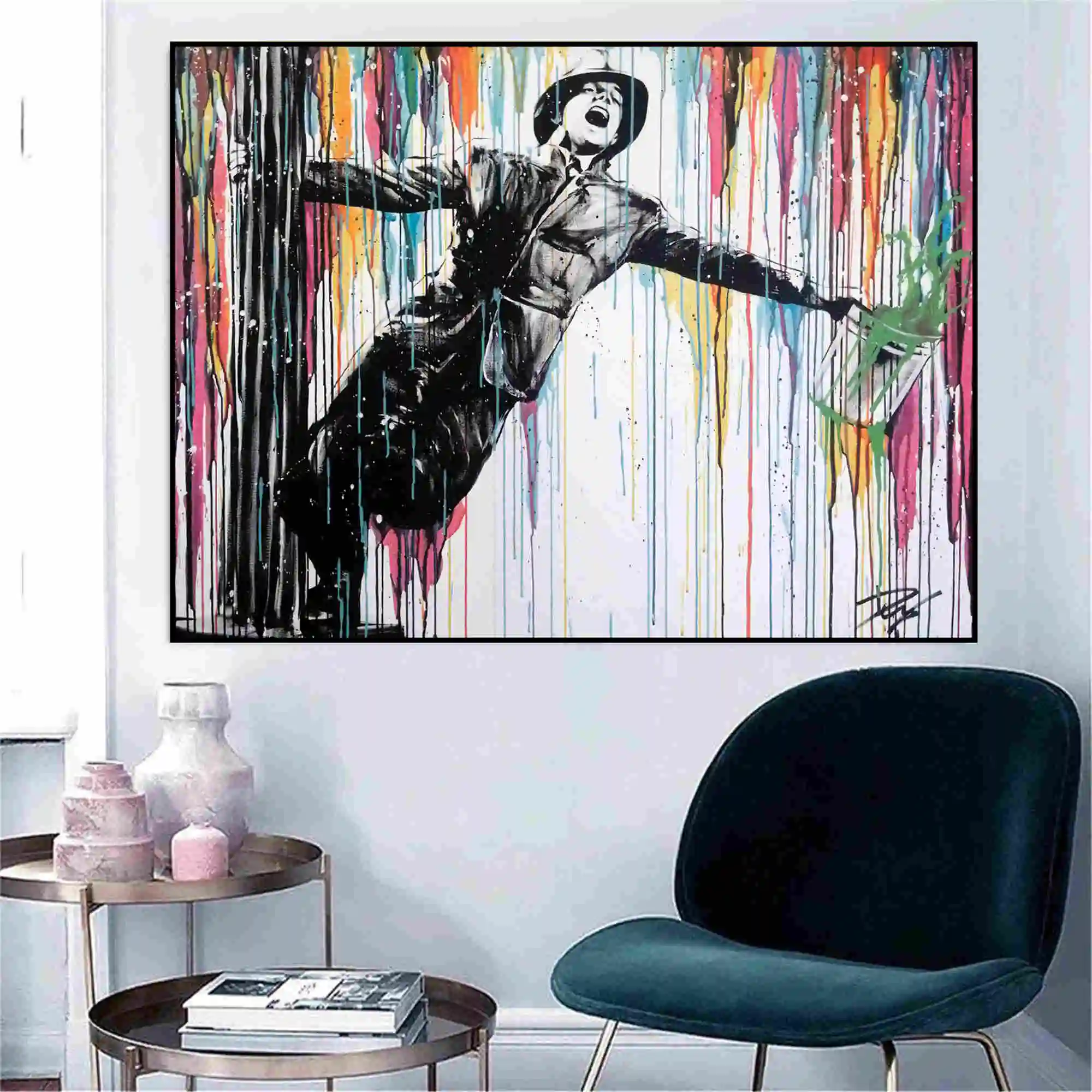 

Singing In The Paint Canvas Oil Painting, Graffiti Art, Modern Pop Art, Graffiti Style Original Oil Painting, NOT PRINT