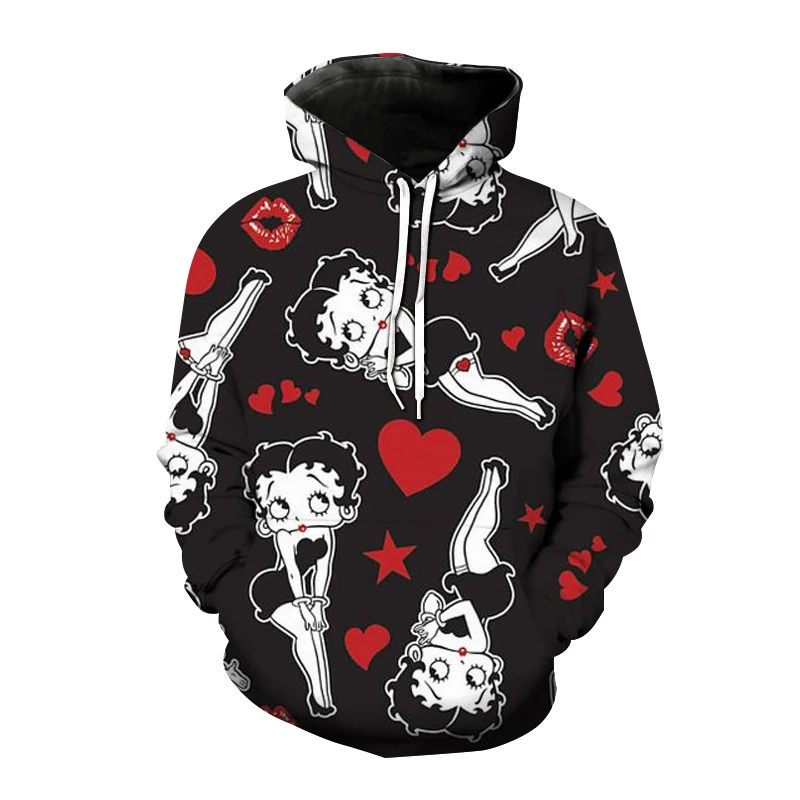 

Spring and Autumn Hooded Sweatshirt Men's Women's 3D Cartoon Print Kawaii Harajuku Style Street Girl Cute Hippie Pullover
