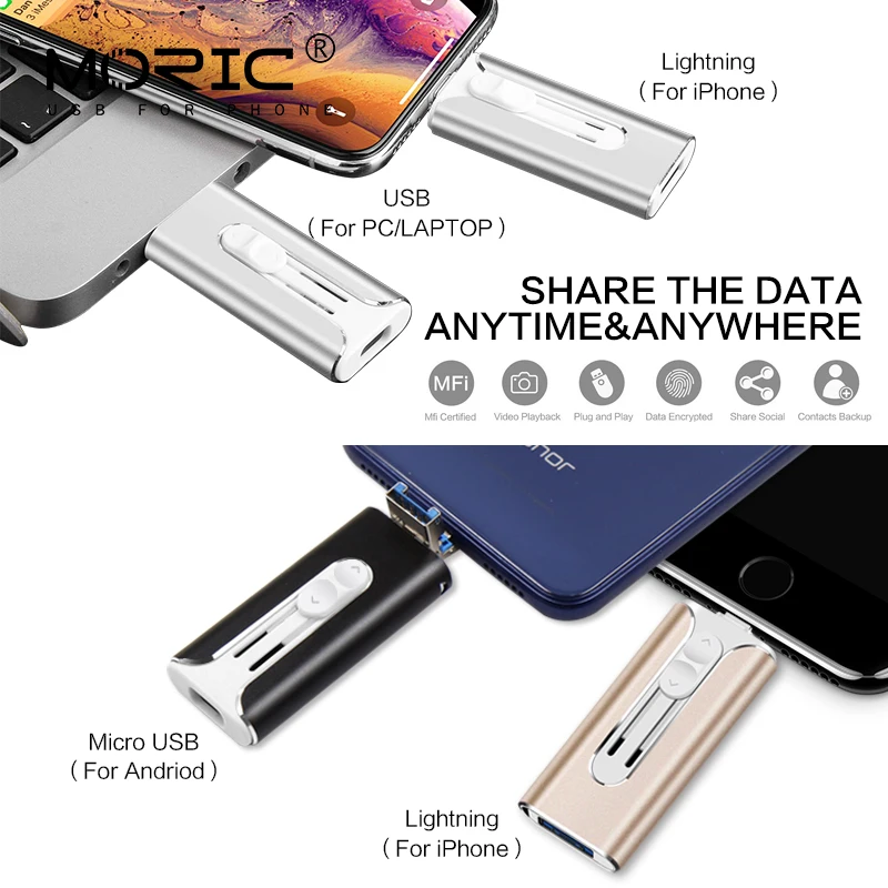 

3 in 1 Pen drive USB Flash Drive usb memoria cel usb USB Stick Pendrive u disk memory stick For iPhone/iPad /Android Phone