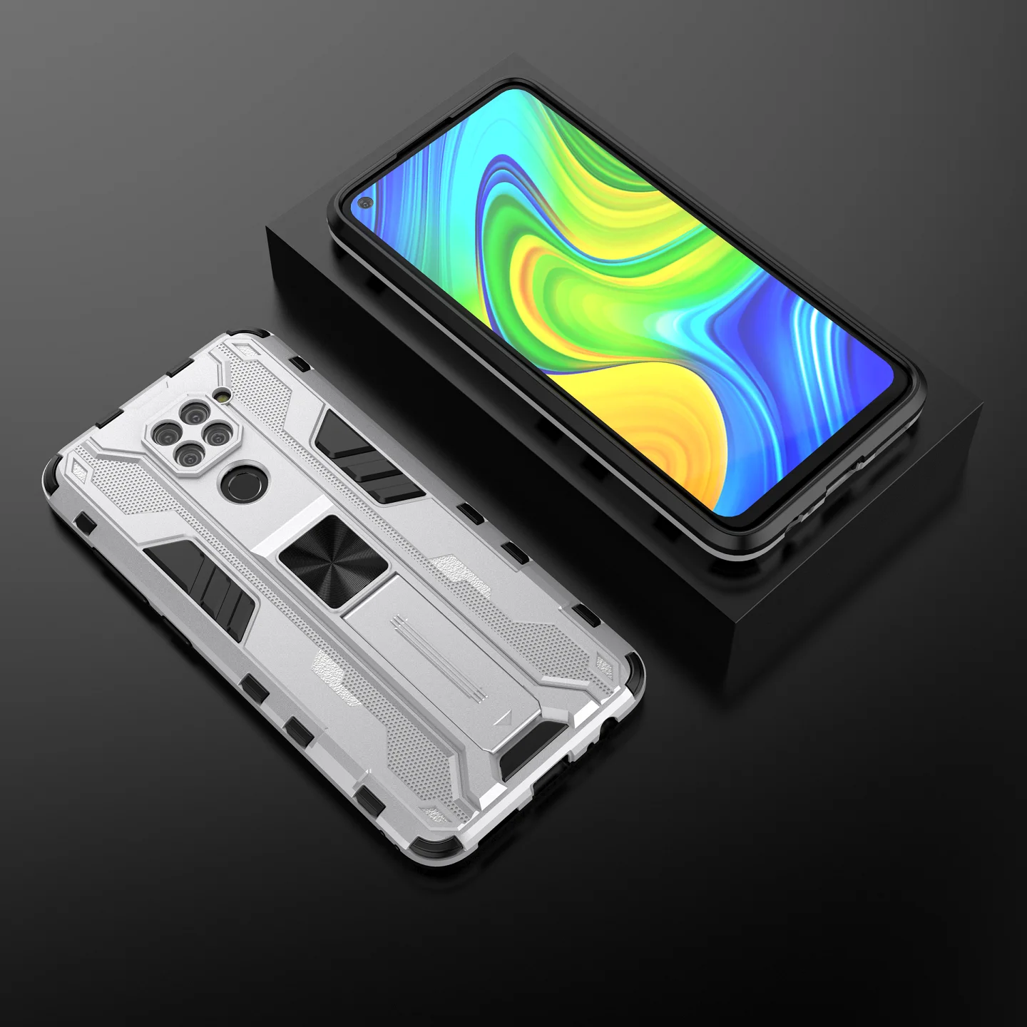 

Phone Case For Xiaomi Redmi Note 9 Pro Max 9S Luxury Anti-fall Shockproof Protection Armor Invisible Magnetic Bracket Back Cover