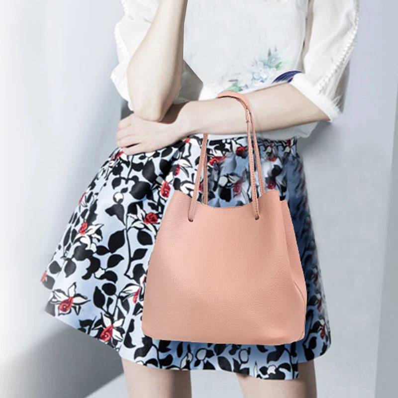 Модная мягкая искусственная кожа личи 4 в 1 комбинированная Сумка-тоут сумка