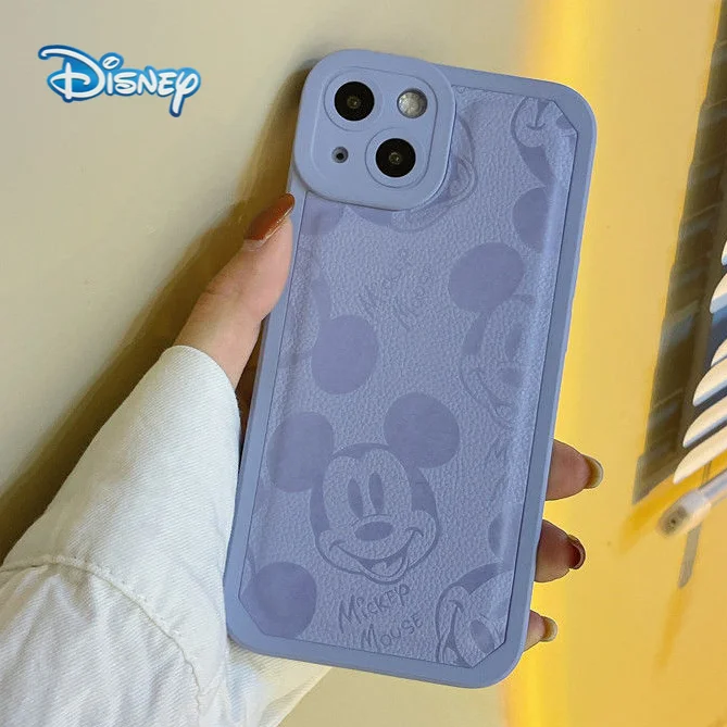 

Disney Mickey Cartoon Leather Phone Case for iPhone 13 13Pro 12 12Pro 11 Pro X XS Max XR 7 8 Plus Kawaii Protective Back Covers