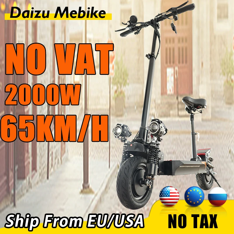 

No Vat Scooter eléctrico Max Speed 65km/h Scooter Elecric Electric Scooters with Seat Big Wheel Powerful 60km Long Range 2000w
