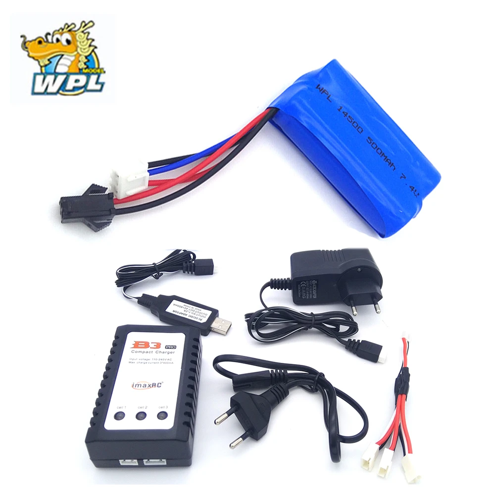 

Оригинальный аккумулятор WPL 7,4 В 500 мАч для радиоуправляемого автомобиля, аккумулятор WPL MN45 Imax B3 7,4 В, зарядные устройства USB, аксессуары